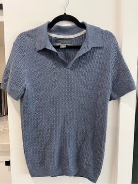 Grayson & Dunn Men's Slate Cable-Knit Polo